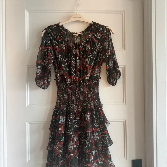 Ladies Dresses Maje Floral Midi Dress Maje Womens Woven Midi Dress, 34,  Green